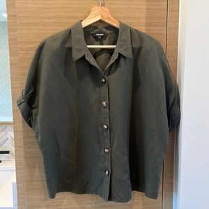 Express Linen Blend Button Down Blouse | Size Large